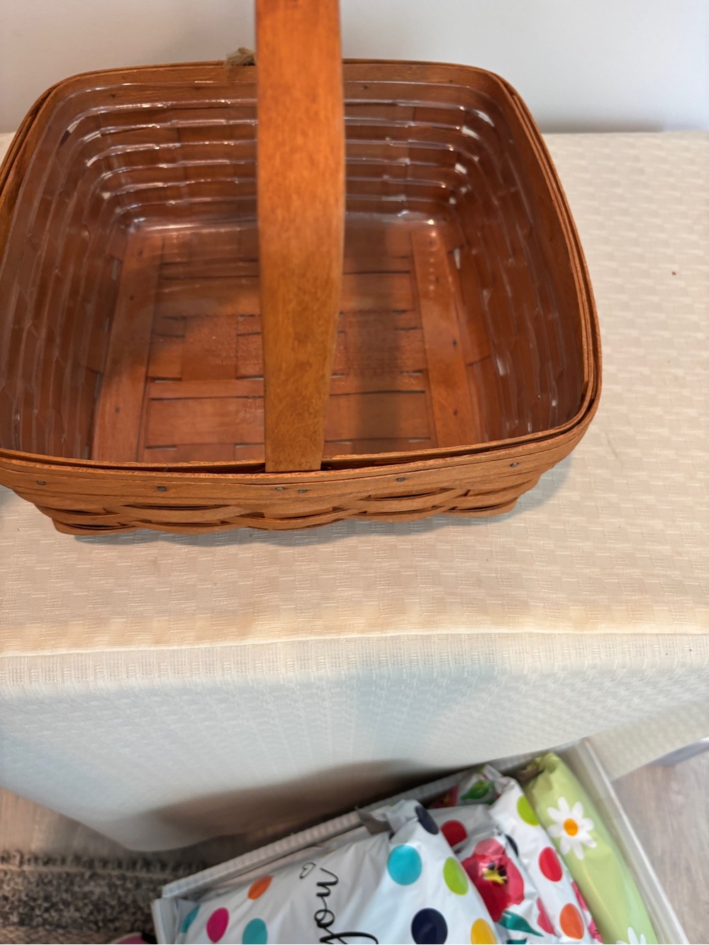 Vintage Longaberger Basket Large Market Cake Gathering Flowers Plastic Liner - Picture 4 of 4